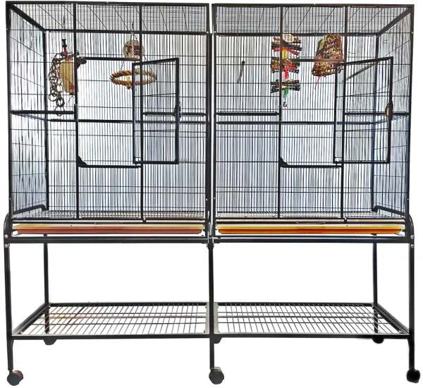 EBS 6421 - 64"x21"x65" - Double Flight Cage w/ Divider